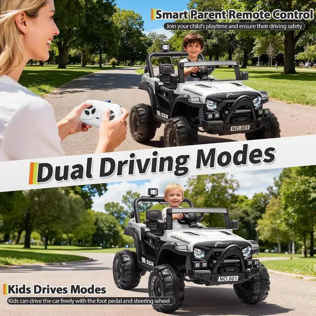 Alt view image 4 of 7 - 12V Kids Electric Vehicle Ride on Car with 2.4G Parent Remote, Safety Locking Doors, 3-Point Harness, LED Lights, Bluetooth & Spring Suspension-Electric Toy Car for Toddlers 3-5 Years, White