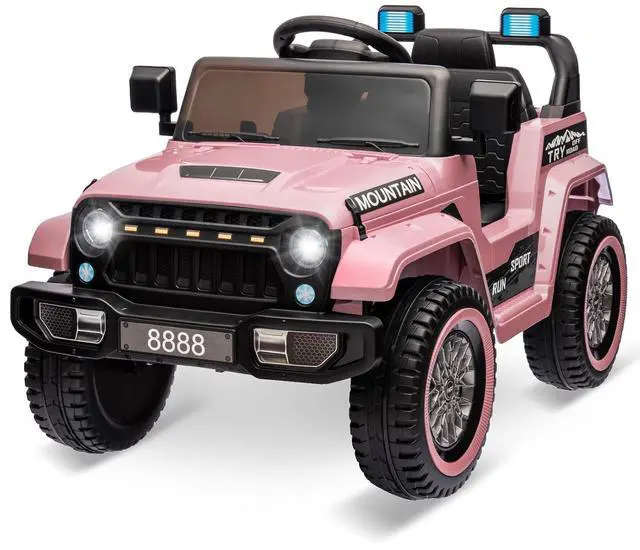 Main image of 12V Kids Ride on Truck Car, w/Parent Remote Control, Twin 35w Motors, 3 Speeds, LED Lights, Music & Horn, Spring Suspension, Kids Electric Vehicles Toy for 3-5 Years Old Boys Girls Gift, Light Pink