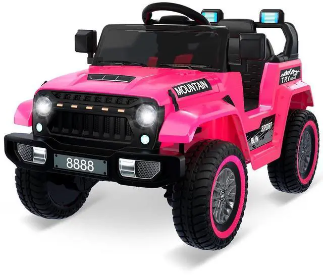 Main image of 12V Kids Ride-on Truck with Remote Control All-Terrain Electric Vehicle with Spring Suspension, LED Lights, Music Player & Dump Bed, Safe 2-in-1 Driving Mode for Boys Girls, Pink