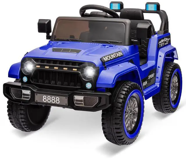 Main image of 12V Kids Ride-on Truck with Remote Control All-Terrain Electric Vehicle with Spring Suspension, LED Lights, Music Player & Dump Bed, Safe 2-in-1 Driving Mode for Boys Girls, Dark Blue