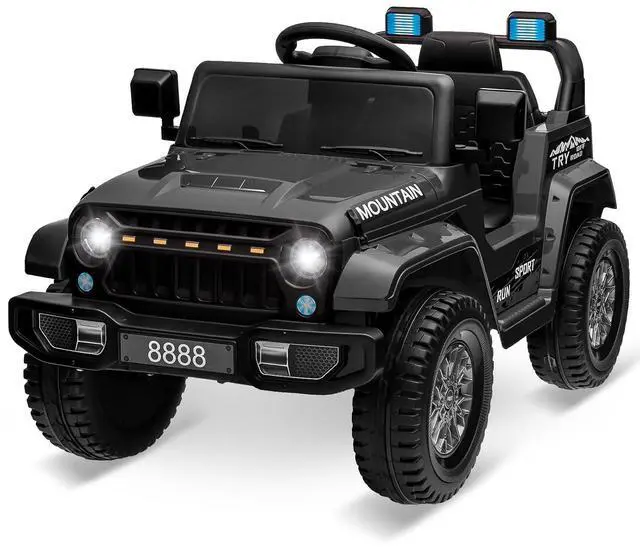 Main image of 12V Kids Ride-on Truck with Remote Control All-Terrain Electric Vehicle with Spring Suspension, LED Lights, Music Player & Dump Bed, Safe 2-in-1 Driving Mode for Boys Girls, Black