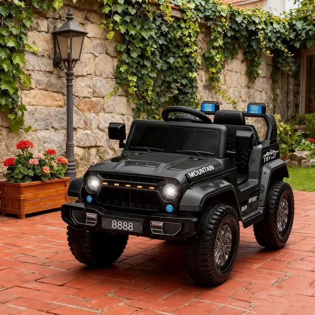 Alt view image 2 of 7 - 12V Kids Ride-on Truck with Remote Control All-Terrain Electric Vehicle with Spring Suspension, LED Lights, Music Player & Dump Bed, Safe 2-in-1 Driving Mode for Boys Girls, Black