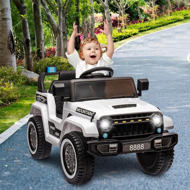 Alt view image 6 of 7 - 12V Kids Ride-on Truck with Remote Control All-Terrain Electric Vehicle with Spring Suspension, LED Lights, Music Player & Dump Bed, Safe 2-in-1 Driving Mode for Boys Girls, Black