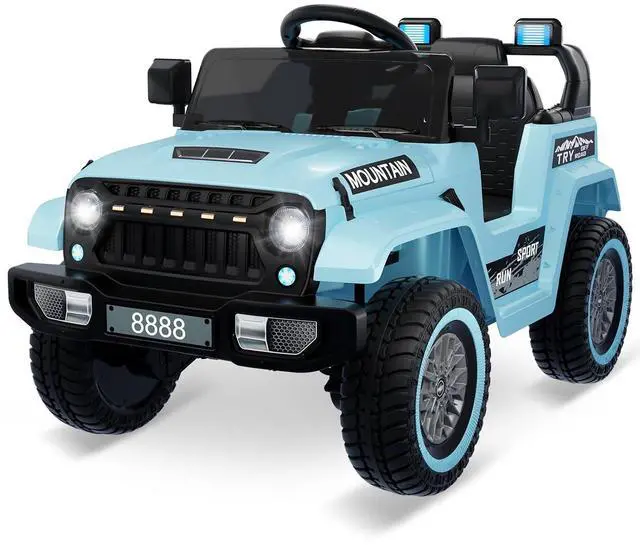 Main image of 12V Kids Ride-on Truck with Remote Control All-Terrain Electric Vehicle with Spring Suspension, LED Lights, Music Player & Dump Bed, Safe 2-in-1 Driving Mode for Boys Girls, Blue