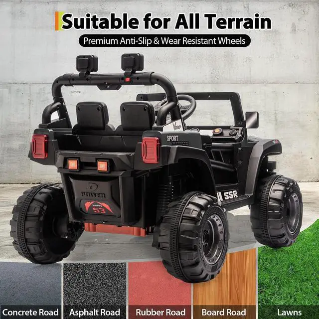 Alt view image 6 of 7 - 12V Kids Electric Vehicle Ride on Car with 2.4G Parent Remote, Safety Locking Doors, 3-Point Harness, LED Lights, Bluetooth & Spring Suspension-Electric Toy Car for Toddlers 3-5 Years, Black