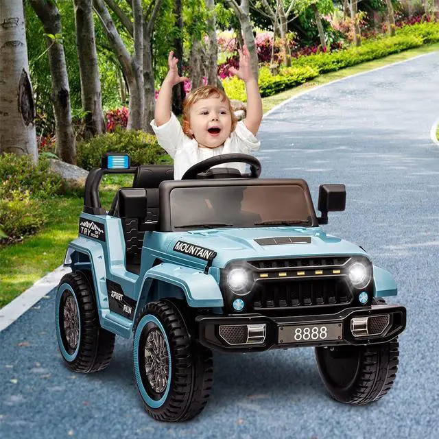 Alt view image 7 of 7 - 12V Kids Ride-on Truck with Remote Control All-Terrain Electric Vehicle with Spring Suspension, LED Lights, Music Player & Dump Bed, Safe 2-in-1 Driving Mode for Boys Girls, Blue