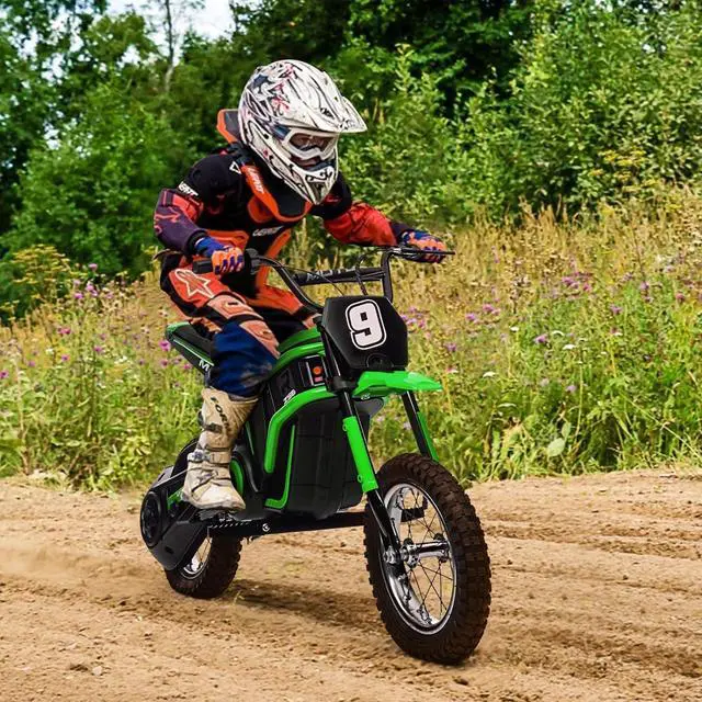 Alt view image 6 of 7 - Patikuin 24V 350W Kids Electric Dirt Bike 3-Speed Modes Up to 14.29MPH, Full Suspension, ASTM-Certified Off-Road Motorcycle for Boys & Girls