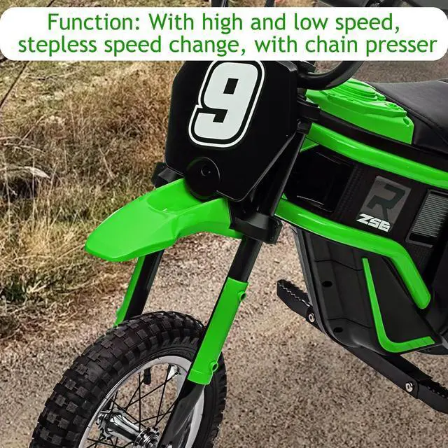 Alt view image 4 of 7 - Patikuin 24V 350W Kids Electric Dirt Bike 3-Speed Modes Up to 14.29MPH, Full Suspension, ASTM-Certified Off-Road Motorcycle for Boys & Girls