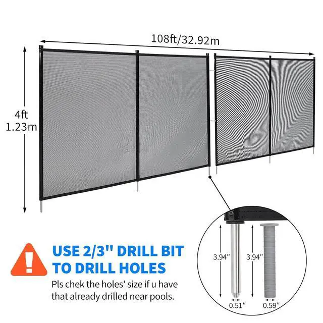 Alt view image 2 of 7 - Patikuin Heavy Duty Removable Pool Safety Fence & Gate for Inground/Above Ground Pools, Durable Mesh Barrier, Weather Resistant, Modular Design for Child & Pet Safety with Rolling Shutter Gate