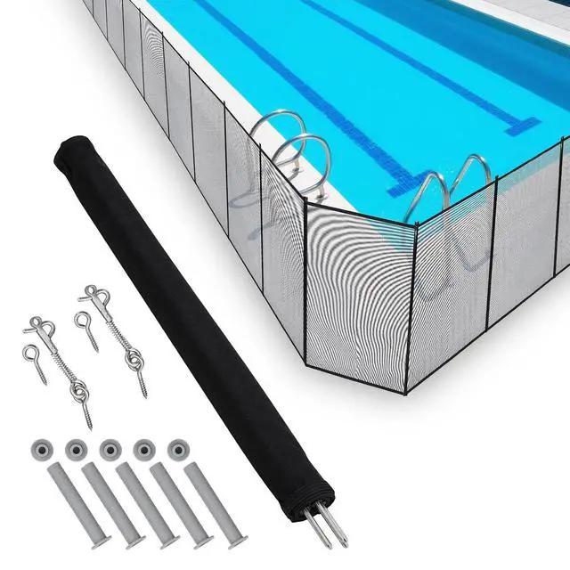 Alt view image 3 of 7 - Patikuin Heavy Duty Removable Pool Safety Fence & Gate for Inground/Above Ground Pools, Durable Mesh Barrier, Weather Resistant, Modular Design for Child & Pet Safety with Rolling Shutter Gate