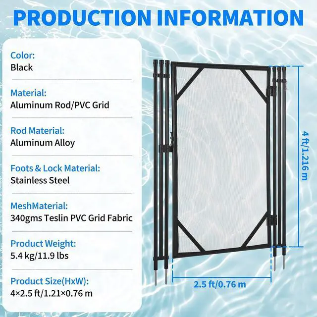 Alt view image 2 of 7 - Patikuin Heavy Duty Removable Pool Safety Fence & Gate for Inground/Above Ground Pools, Durable Mesh Barrier, Weather Resistant, Modular Design for Child & Pet Safety, Individual Gate