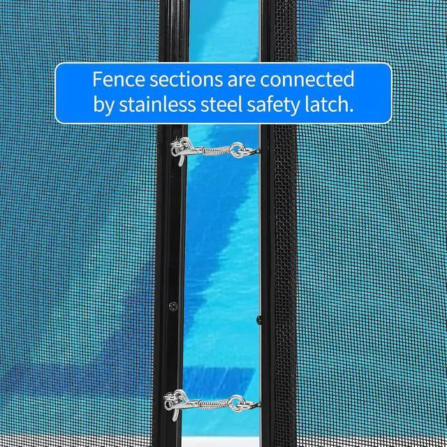 Alt view image 5 of 7 - Patikuin Heavy Duty Removable Pool Safety Fence & Gate for Inground/Above Ground Pools, Durable Mesh Barrier, Weather Resistant, Modular Design for Child & Pet Safety with Rolling Shutter Gate