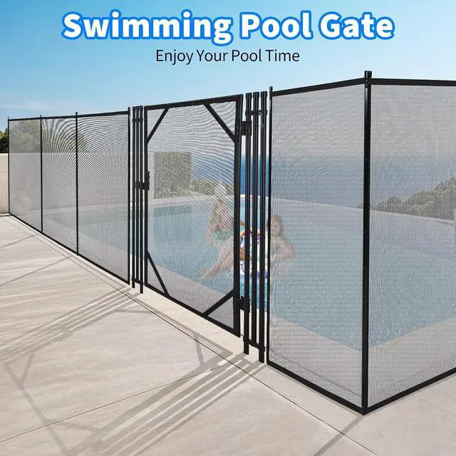 Alt view image 6 of 7 - Patikuin Heavy Duty Removable Pool Safety Fence & Gate for Inground/Above Ground Pools, Durable Mesh Barrier, Weather Resistant, Modular Design for Child & Pet Safety, Individual Gate