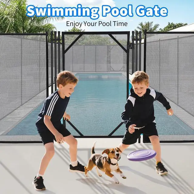 Alt view image 7 of 7 - Patikuin Heavy Duty Removable Pool Safety Fence & Gate for Inground/Above Ground Pools, Durable Mesh Barrier, Weather Resistant, Modular Design for Child & Pet Safety, Individual Gate