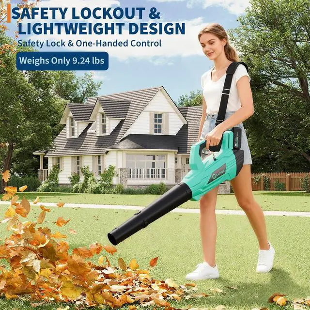 Alt view image 3 of 6 - Patikuin High Power Brushless Leaf Blower 20V Wireless - 700-750CFM 250MPH - Lightweight Electric Handheld with 4.0Ah Battery, Fast Charger, Shoulder Strap - 2/3-Speed for Lawn, Patio, Lake Blue