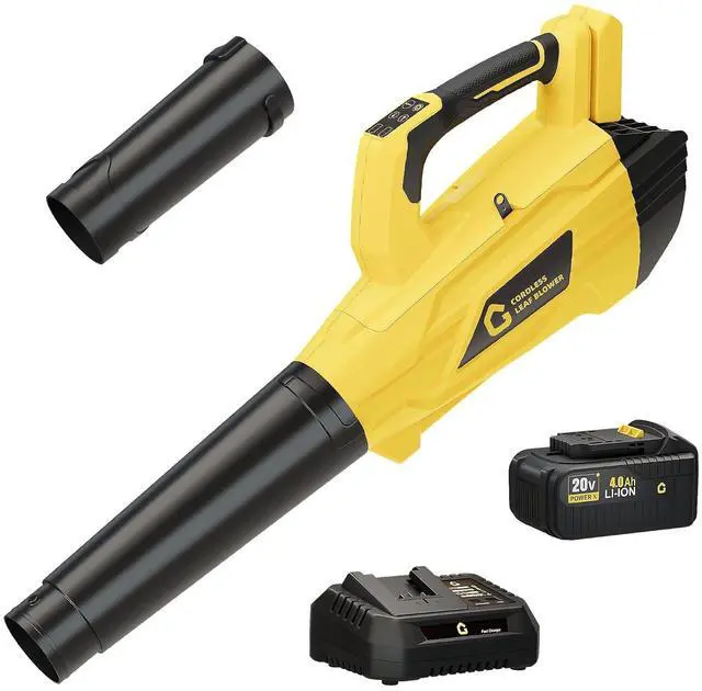 Main image of Patikuin High Power Brushless Leaf Blower 20V Wireless - 700CFM 250MPH - Lightweight Electric Handheld with 4.0Ah Battery & Fast Charger - 2-Speed Modes for Lawn, Yard, Patio, Garage - Black + Yellow