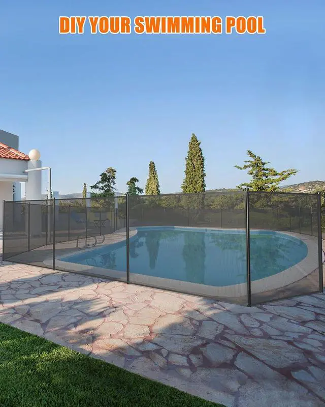 Alt view image 4 of 7 - Patikuin 4x72 FT Removable Pool Safety Fence, 4 FT Tall Mesh Pool Barrier, Extra-Long Safety Fence for Large Inground Pools