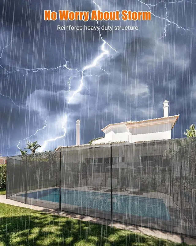 Alt view image 3 of 7 - Patikuin 4x72 FT Removable Pool Safety Fence, 4 FT Tall Mesh Pool Barrier, Extra-Long Safety Fence for Large Inground Pools
