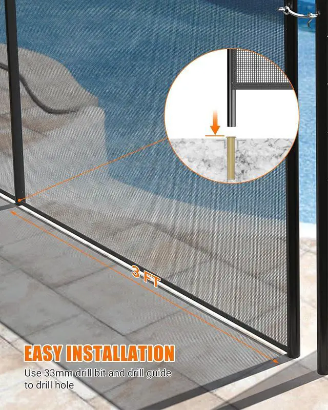 Alt view image 5 of 7 - Patikuin 4x72 FT Removable Pool Safety Fence, 4 FT Tall Mesh Pool Barrier, Extra-Long Safety Fence for Large Inground Pools