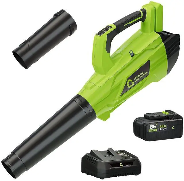 Main image of Patikuin High Power Brushless Leaf Blower 20V Wireless - 700CFM 250MPH - Lightweight Electric Handheld with 4.0Ah Battery & Fast Charger - Ideal for Lawn, Yard, Patio, Garden - Black + Green