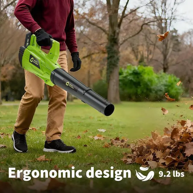Alt view image 7 of 7 - Patikuin High Power Brushless Leaf Blower 20V Wireless - 700CFM 250MPH - Lightweight Electric Handheld with 4.0Ah Battery & Fast Charger - Ideal for Lawn, Yard, Patio, Garden - Black + Green