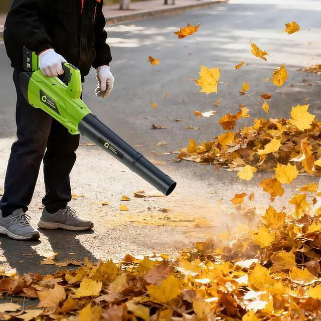 Alt view image 6 of 7 - Patikuin High Power Brushless Leaf Blower 20V Wireless - 700CFM 250MPH - Lightweight Electric Handheld with 4.0Ah Battery & Fast Charger - Ideal for Lawn, Yard, Patio, Garden - Black + Green