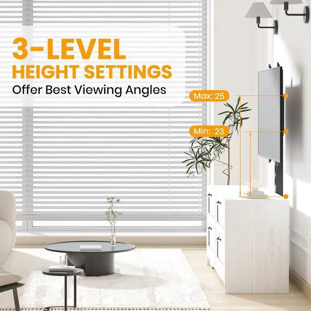 Alt view image 3 of 7 - Patikuin TV Stand with Mount and 4 Storage Drawers for 32-80 Inch TVs, White Entertainment Center for Bedroom, Living Room, Wood Media Console Tables with Height Adjustable Mount As TV Dresser