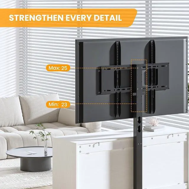 Alt view image 5 of 7 - Patikuin TV Stand with Mount and 4 Storage Drawers for 32-80 Inch TVs, White Entertainment Center for Bedroom, Living Room, Wood Media Console Tables with Height Adjustable Mount As TV Dresser
