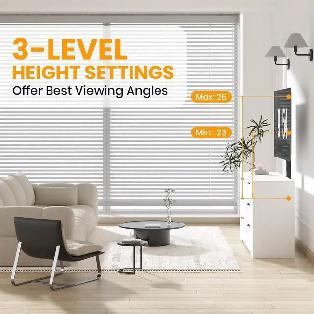 Alt view image 3 of 7 - Patikuin TV Stand with Mount and 6 Storage Drawers for 32-80 Inch TVs, White Entertainment Center for Bedroom, Living Room, Modern Wood Media Console Tables with Height Adjustable Mount As TV Dresser