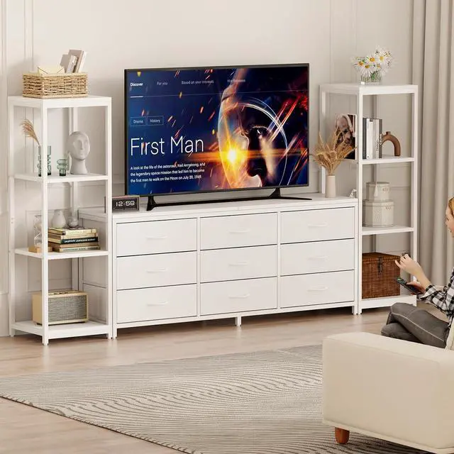 Main image of Patikuin Large TV Stand with Drawers & Bookshelves, Entertainment Center with Storage, Modern Media TV Console for TVs Up to 75 Inches, Wall Unit TV Cabinet for Living Room