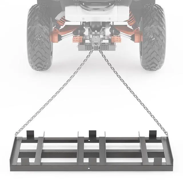 Alt view image 7 of 7 - Patikuin 72" Heavy Duty Drag Harrow for ATV UTV Tractor, Tow Behind Driveway Grader & Landscape Rake, 6 ft Chain Included, Adjustable Width for Lawn Gravel Leveling, Grey
