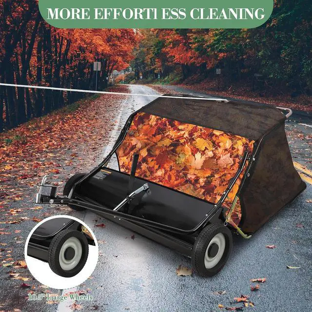 Alt view image 5 of 7 - Patikuin Heavy Duty Tow Behind Lawn Sweeper, 48 Inch Wide, 26 Cu. Ft. Large Capacity, Adjustable Sweeping Height for Lawn, Yard & Farm Cleanup