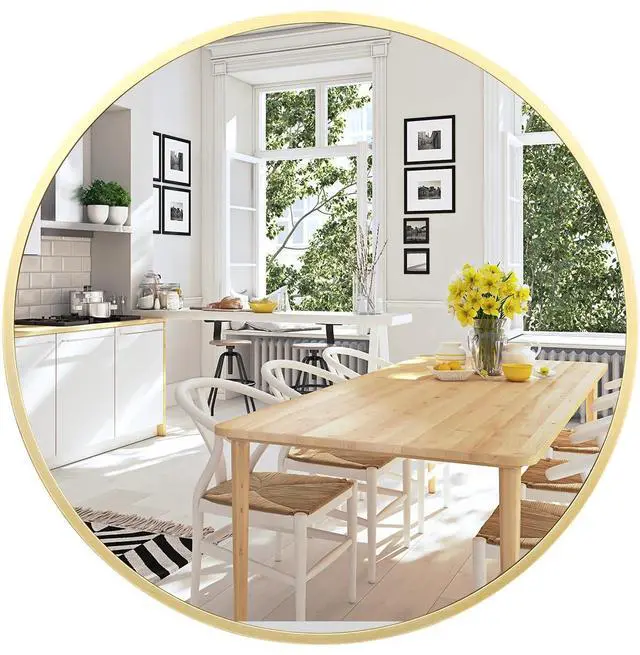 Alt view image 2 of 7 - Superior Metal Frame Bathroom Mirror Modern Round & Square Wall Vanity Mirror HD Clarity, Easy Installation, Horizontal or Vertical, Multiple Sizes