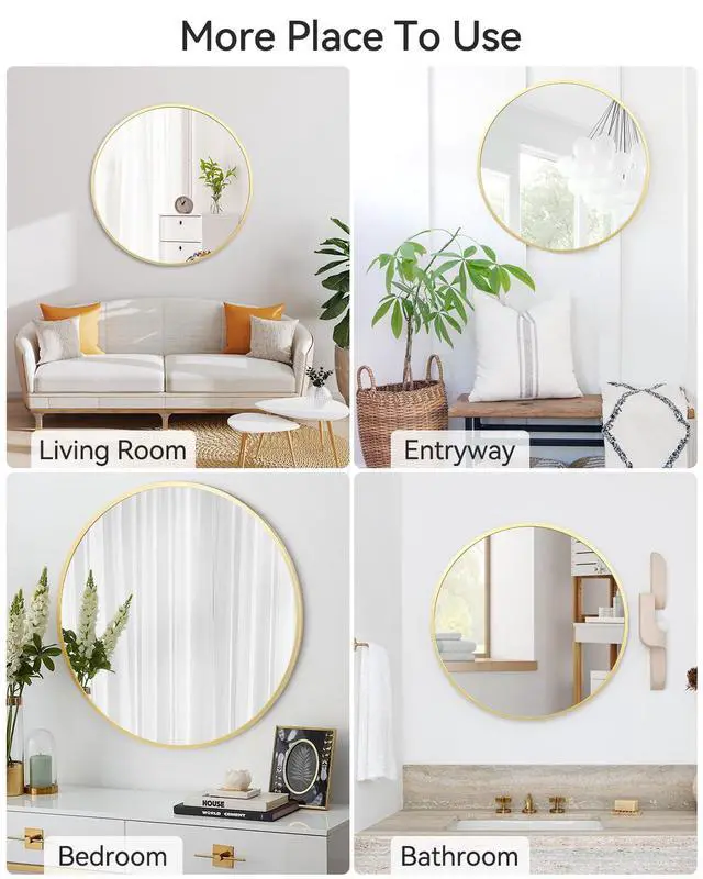 Alt view image 5 of 7 - Superior Metal Frame Bathroom Mirror Modern Round & Square Wall Vanity Mirror HD Clarity, Easy Installation, Horizontal or Vertical, Multiple Sizes