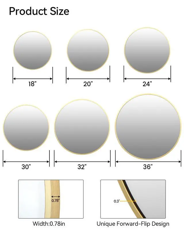 Alt view image 4 of 7 - Superior Metal Frame Bathroom Mirror Modern Round & Square Wall Vanity Mirror HD Clarity, Easy Installation, Horizontal or Vertical, Multiple Sizes