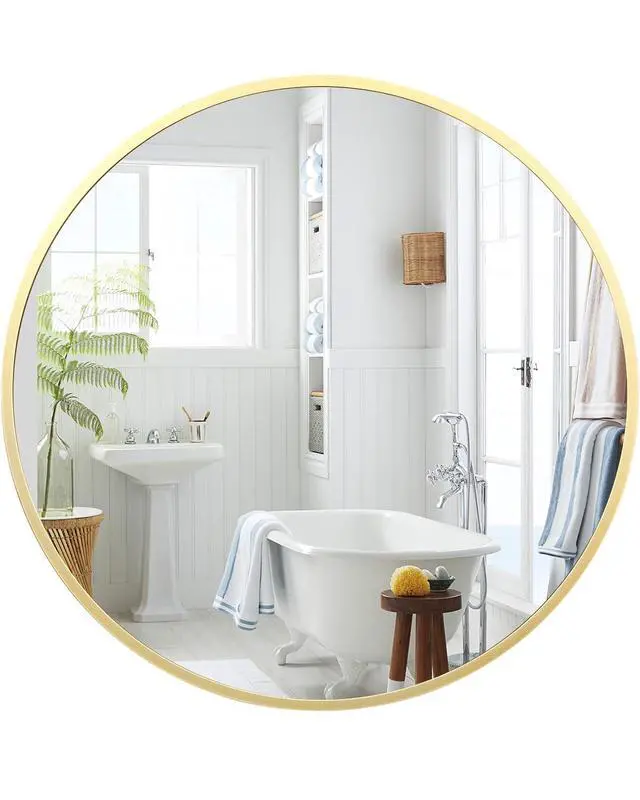 Alt view image 6 of 7 - Superior Metal Frame Bathroom Mirror Modern Round & Square Wall Vanity Mirror HD Clarity, Easy Installation, Horizontal or Vertical, Multiple Sizes