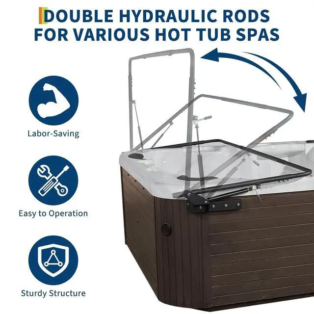 Alt view image 6 of 7 - Patikuin Adjustable Hydraulic Hot Tub & Spa Cover Lifter, Space-Saving Collapsible U-Shaped Arms, Single Person Operation, Fits Rectangular Hot Tubs, Dual Gas Struts