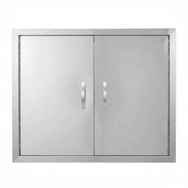 Main image of Patikuin 304 Brushed Stainless Steel Outdoor Kitchen Access Door, Double BBQ Storage Cabinet Door, Weather-Resistant, Magnetic Closure, Easy Install for BBQ Islands & Grill Stations