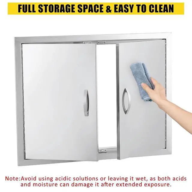 Alt view image 7 of 7 - Patikuin 304 Brushed Stainless Steel Outdoor Kitchen Access Door, Double BBQ Storage Cabinet Door, Weather-Resistant, Magnetic Closure, Easy Install for BBQ Islands & Grill Stations
