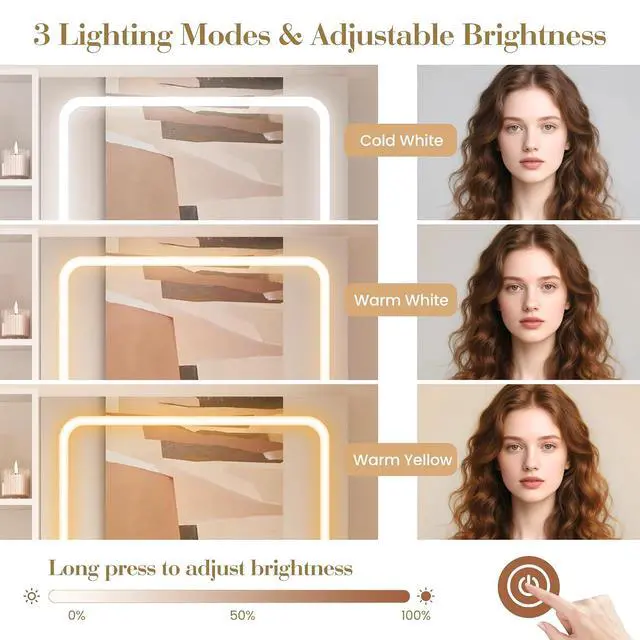 Alt view image 5 of 7 - Patikuin Vanity Desk with Mirror and Lights, White Makeup Vanity with Charging Station, Dressing Table Set with Storage Chair, Drawer Shelves, and Foldable Panel for Compact Space Bedroom, White