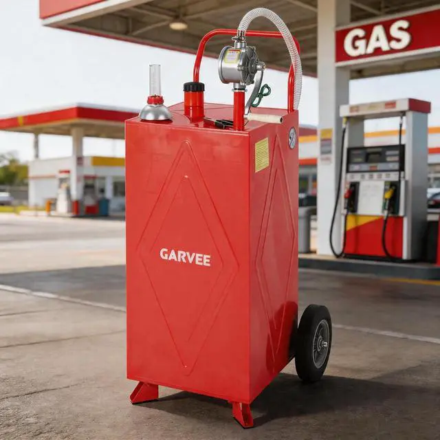 Main image of Patikuin 35 Gallon Portable Fuel Tank, Heavy Duty Gas Caddy with Manual Transfer Pump, 4-Wheel Mobile Gasoline & Fuel Storage Tank for Cars, Tractors, Boats, Lawn Mowers