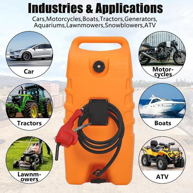 Alt view image 4 of 7 - 14 Gallon Portable Fuel Caddy Gasoline Container with Manual & Electric Pump, 10ft Hose, Wheels Red, for Cars, Lawn Mowers, ATVs, Boats, Farms & Home