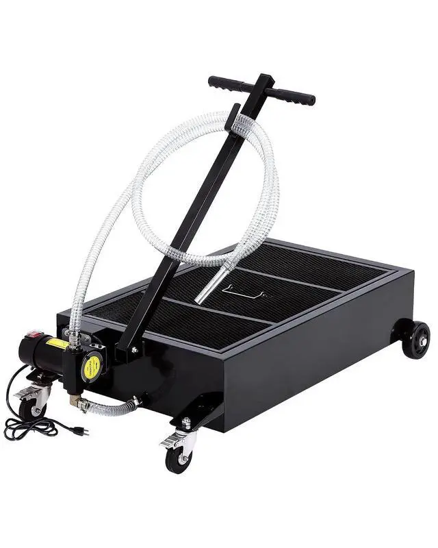 Alt view image 5 of 7 - Patikuin Heavy Duty Low Profile Oil Drain Pan - 17 Gallon, 110V Electric Pump, 8 ft Hose, Folding Handle - Large Capacity Rolling Oil Change Tank for Cars, SUVs, Trucks, Buses, RVs- Orange | 17 Gallon