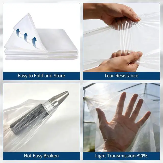 Alt view image 4 of 7 - Patikuin 6 Mil Clear Greenhouse Plastic Sheeting, 20x100 FT Heavy Duty UV Resistant LDPE Film, Waterproof Transparent Cover for Garden, Farm & Outdoor Use