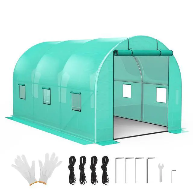 Alt view image 2 of 7 - Patikuin Portable Walk-in Greenhouse, Green House with 3 Tiers 4 Shelves & Thickened PE Cover, Roll-Up Zipper Door for Outdoor Garden, Seedlings & Flowers