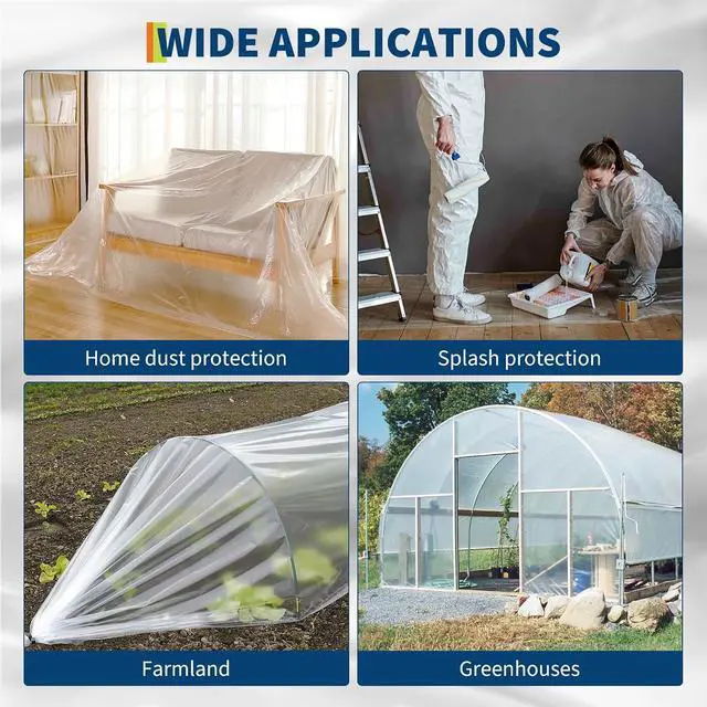 Alt view image 7 of 7 - Patikuin 6 Mil Clear Greenhouse Plastic Sheeting, 20x100 FT Heavy Duty UV Resistant LDPE Film, Waterproof Transparent Cover for Garden, Farm & Outdoor Use