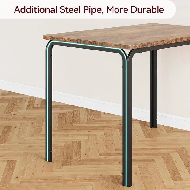 Alt view image 3 of 7 - Patikuin Space-Saving 3-Piece Modern Square Dining Table Set for 2 Small Kitchen Table with 2 Upholstered Chairs Sturdy Metal Frame Built-in Storage Shelf Easy Assembly Brown