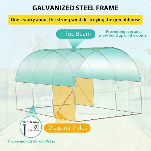 Alt view image 5 of 7 - Patikuin Portable Walk-in Greenhouse, Green House with 3 Tiers 4 Shelves & Thickened PE Cover, Roll-Up Zipper Door for Outdoor Garden, Seedlings & Flowers