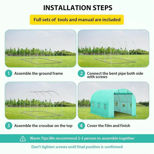 Alt view image 4 of 7 - Patikuin Portable Walk-in Greenhouse, Green House with 3 Tiers 4 Shelves & Thickened PE Cover, Roll-Up Zipper Door for Outdoor Garden, Seedlings & Flowers