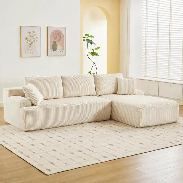 Main image of Patikuin Cloud Modular Sectional Sofa, l-Shaped 3-Seater Couch with Left Facing Chaise, Corduroy Deep Oversized Seat, No Assembly, Beige